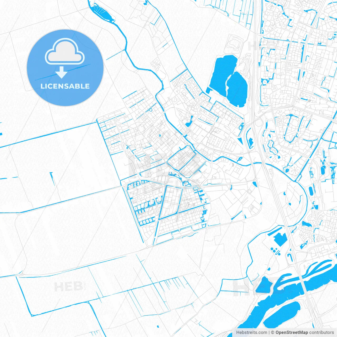 IJsselstein, Netherlands PDF vector map with water in focus