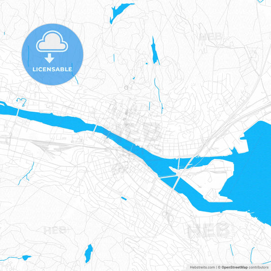 Drammen, Norway PDF vector map with water in focus