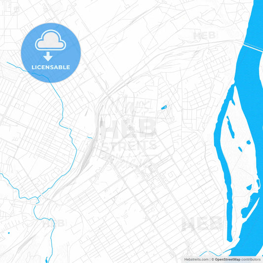 Barnaul, Russia PDF vector map with water in focus
