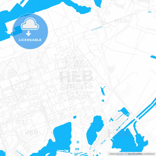 Severodvinsk, Russia PDF vector map with water in focus