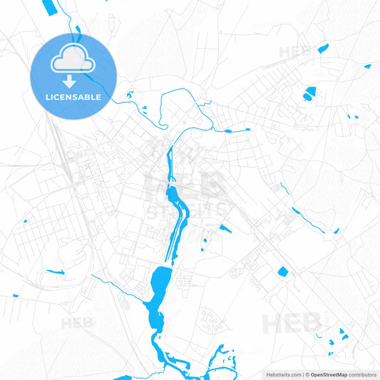 Klin, Russia PDF vector map with water in focus
