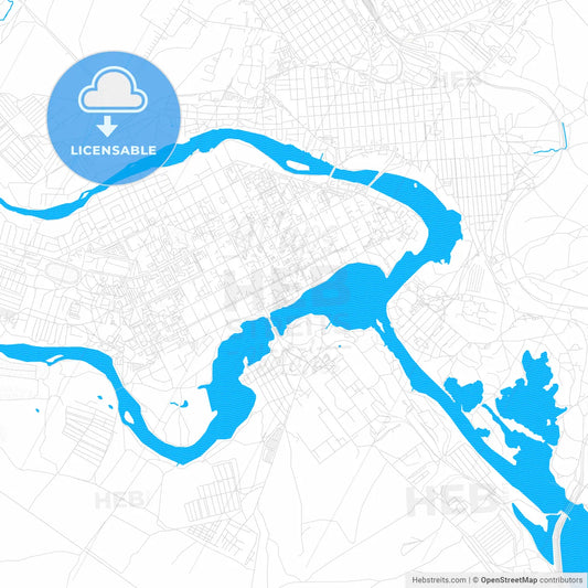 Troitsk, Russia PDF vector map with water in focus