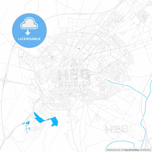 Jerez de la Frontera, Spain PDF vector map with water in focus