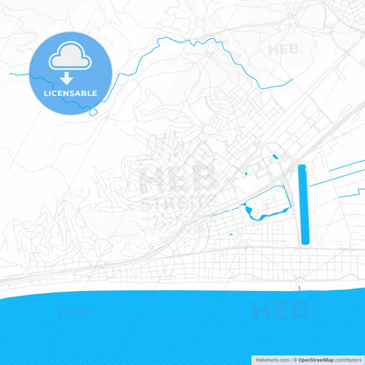 Castelldefels, Spain PDF vector map with water in focus