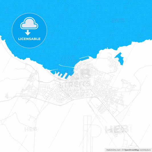 Bandırma, Turkey PDF vector map with water in focus