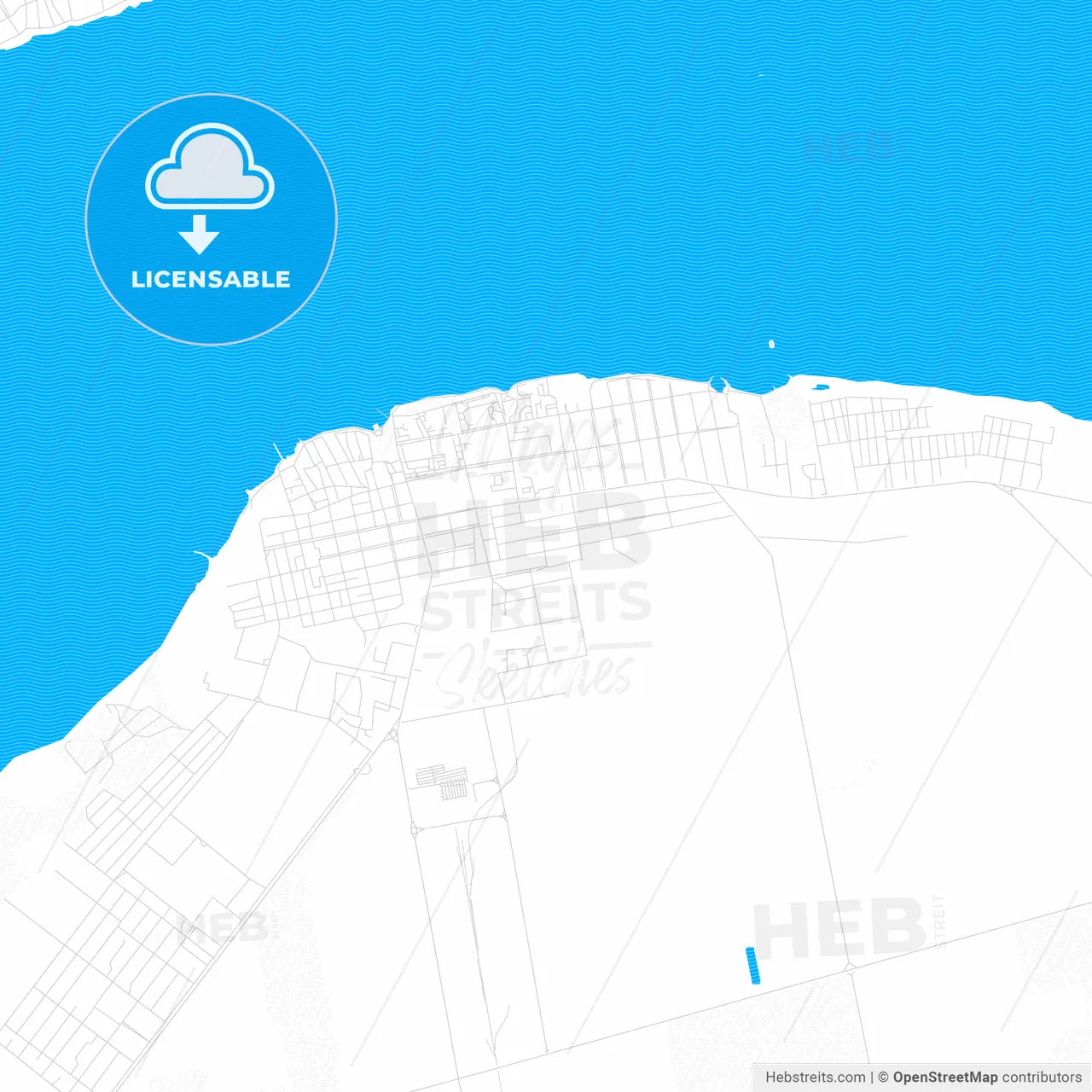 Kakhovka, Ukraine PDF vector map with water in focus