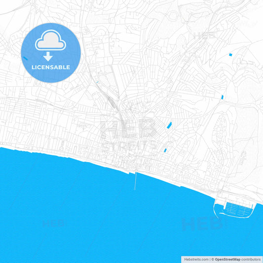 Brighton and Hove, England PDF vector map with water in focus