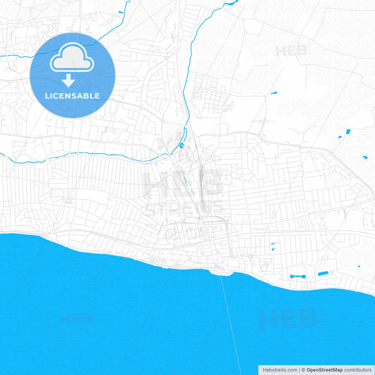 Southend-on-Sea, England PDF vector map with water in focus