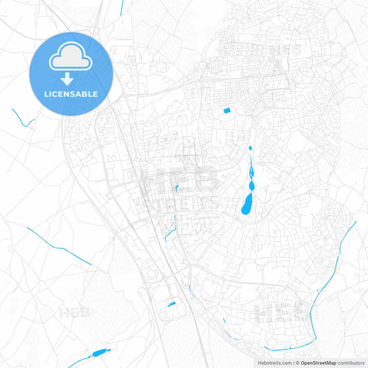 Stevenage, England PDF vector map with water in focus