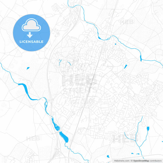 Welwyn Garden City, England PDF vector map with water in focus