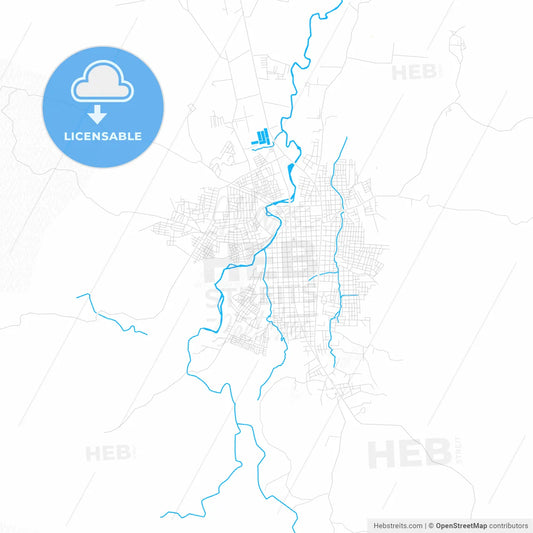 Esteli, Nicaragua PDF vector map with water in focus