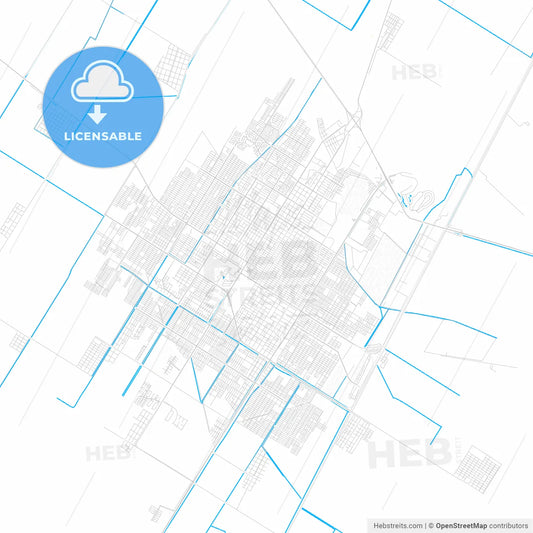 Los Mochis, Mexico PDF vector map with water in focus