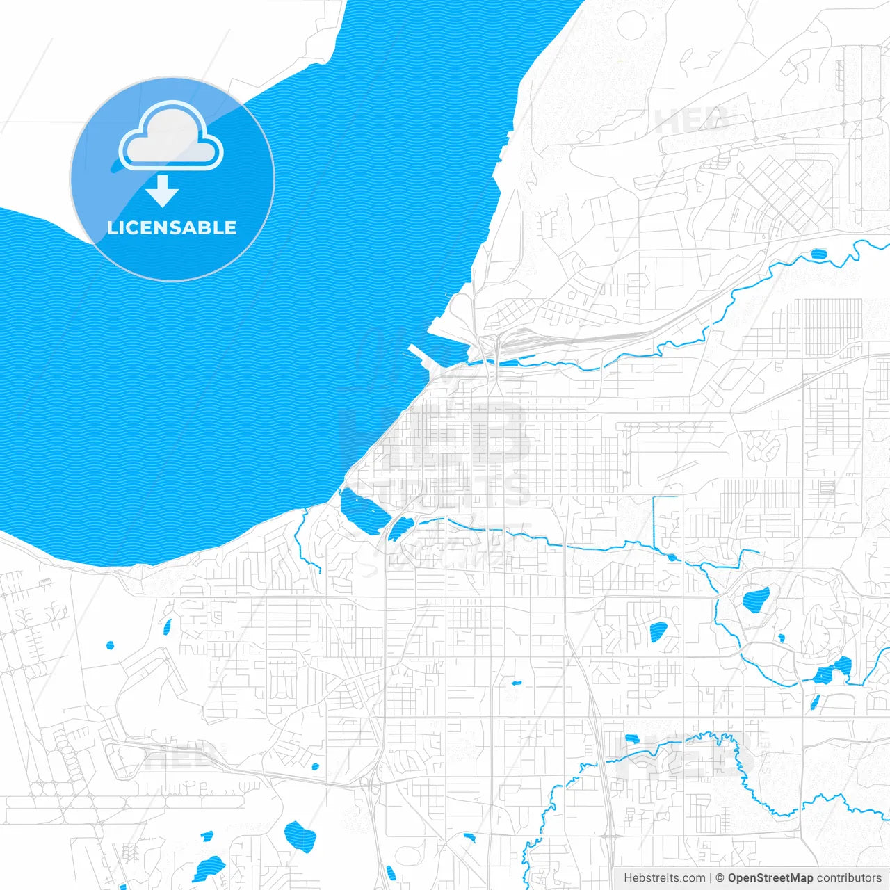 Anchorage, Alaska, United States, PDF vector map with water in focus