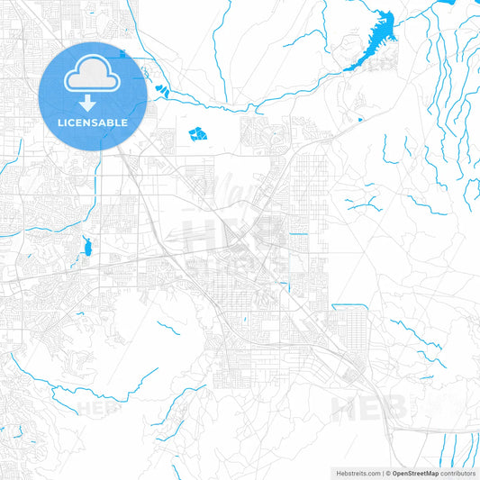 Henderson, Nevada, United States, PDF vector map with water in focus