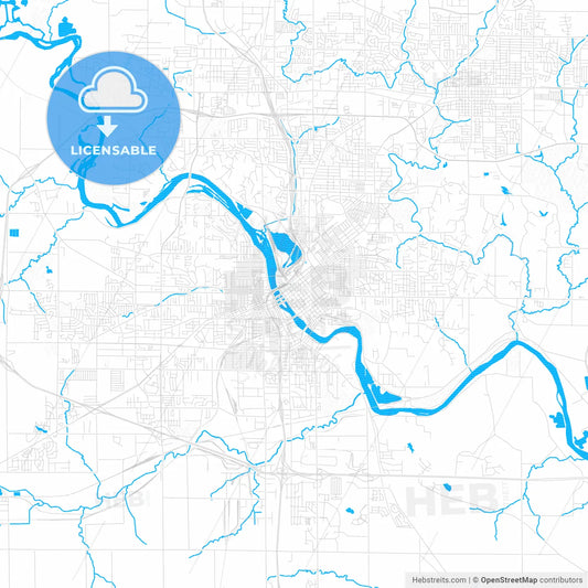 Cedar Rapids, Iowa, United States, PDF vector map with water in focus