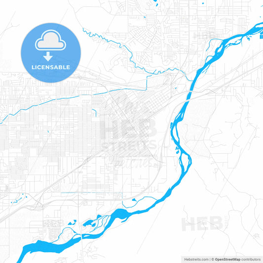 Billings, Montana, United States, PDF vector map with water in focus