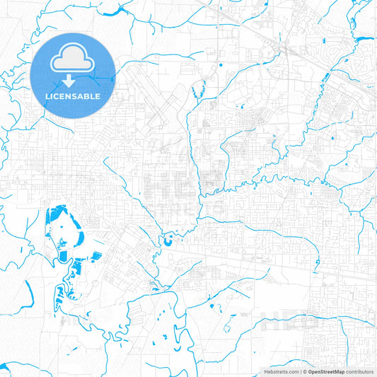 Hillsboro, Oregon, United States, PDF vector map with water in focus