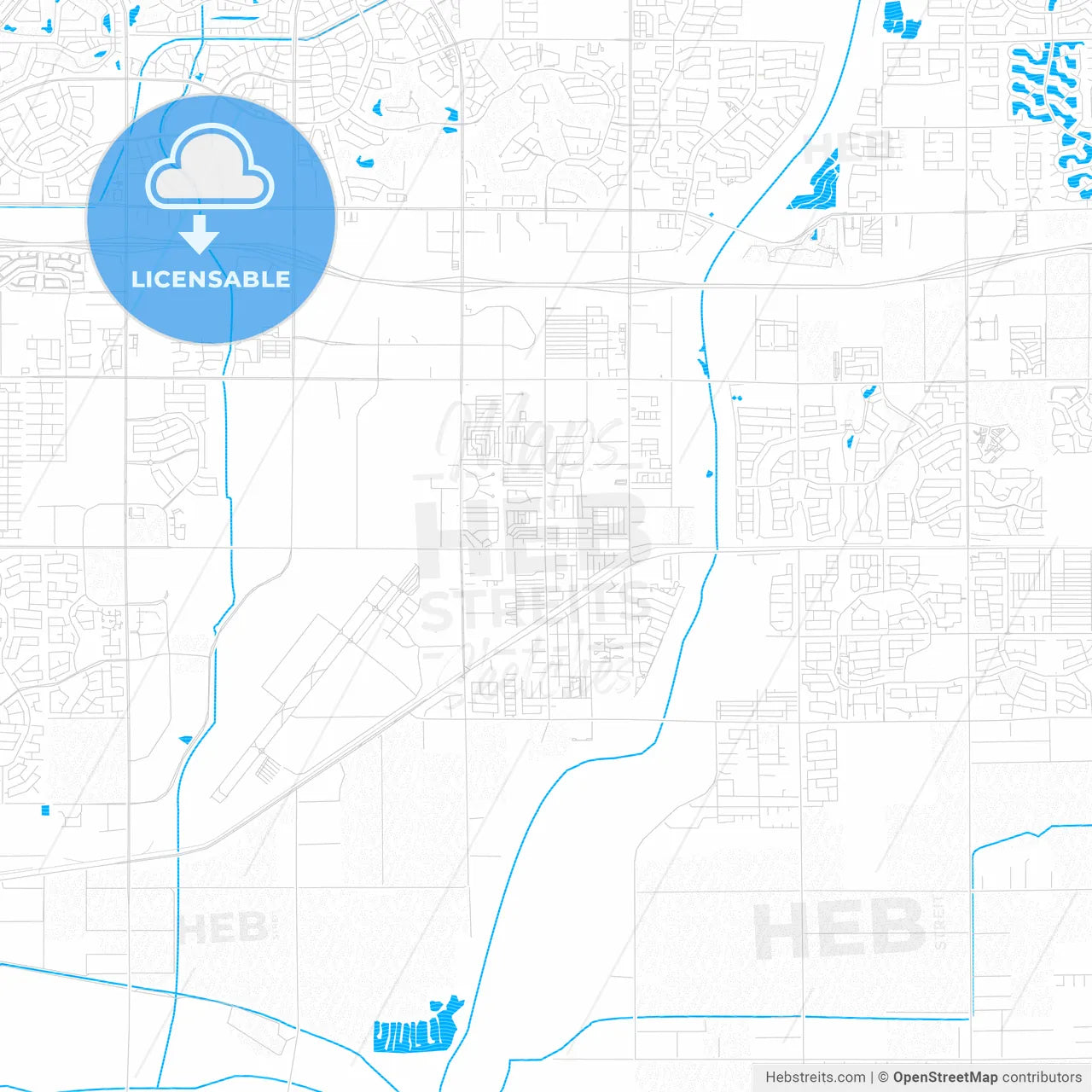 Avondale, Arizona, United States, PDF vector map with water in focus