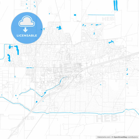 Davis, California, United States, PDF vector map with water in focus