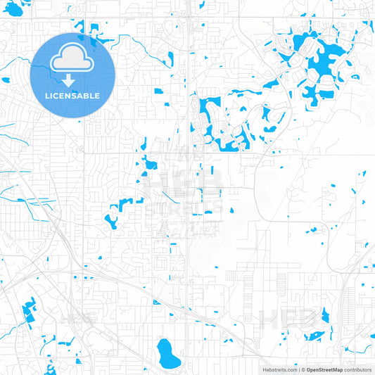 Blaine, Minnesota, United States, PDF vector map with water in focus