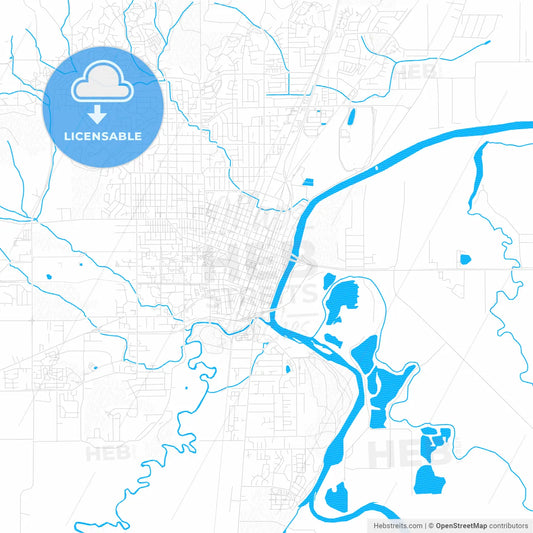 Corvallis, Oregon, United States, PDF vector map with water in focus