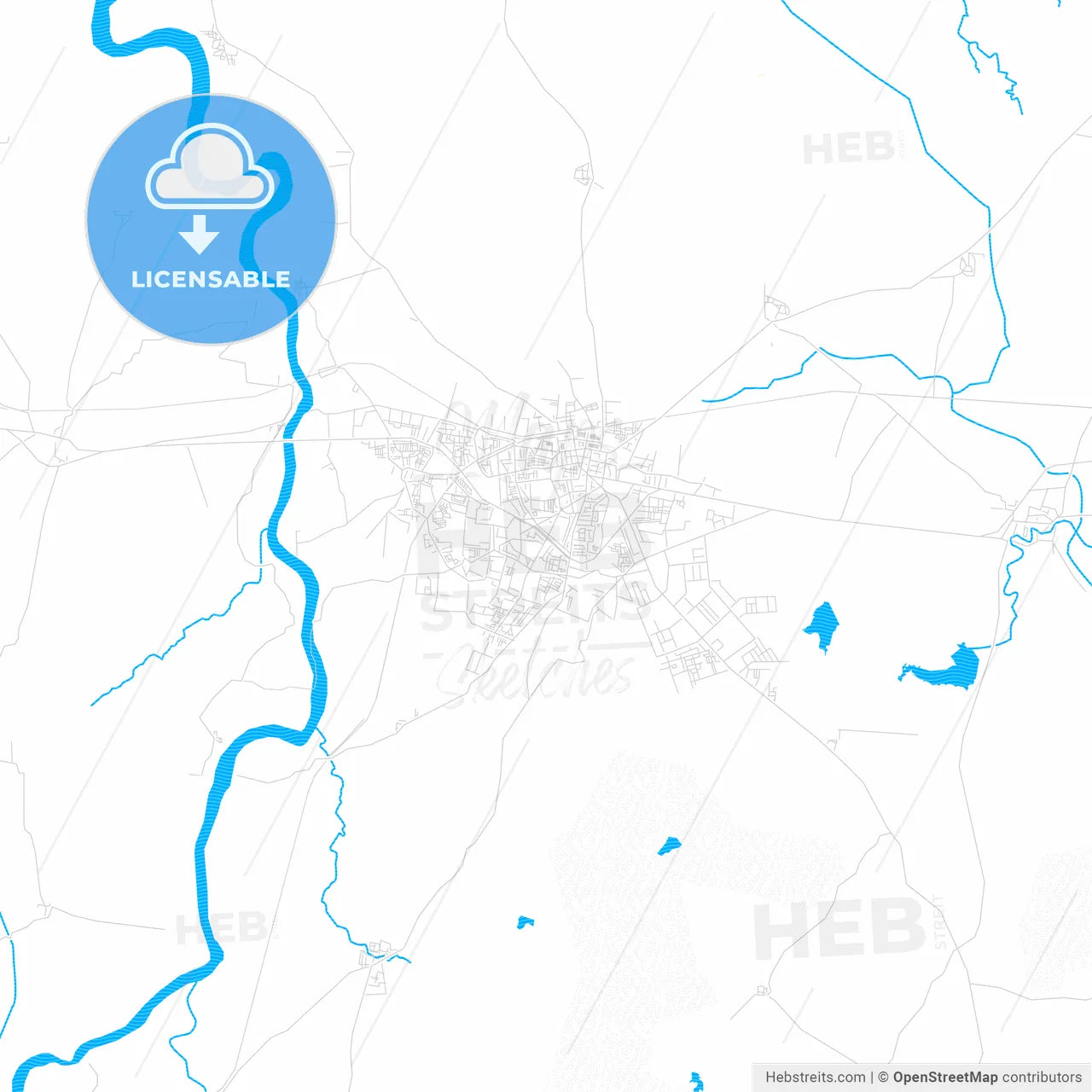 Jalgaon, India PDF vector map with water in focus