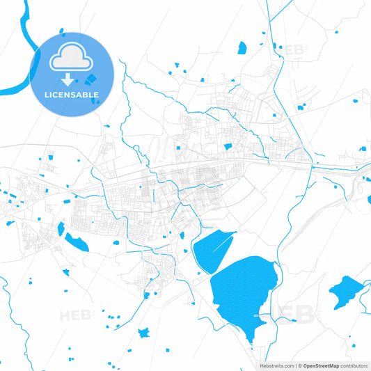 Bhilai, India PDF vector map with water in focus