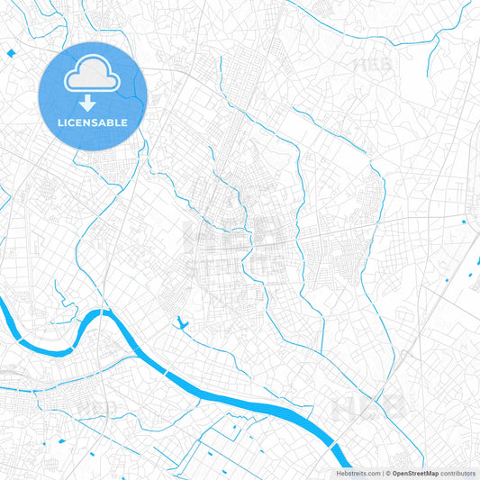 Hitachinaka, Japan PDF vector map with water in focus