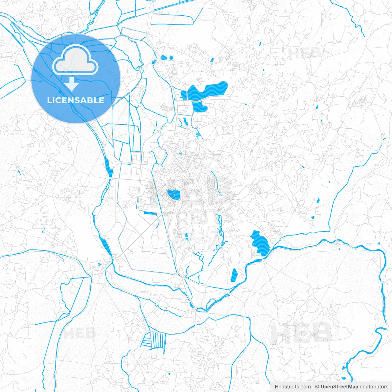 Antananarivo, Madagascar PDF vector map with water in focus