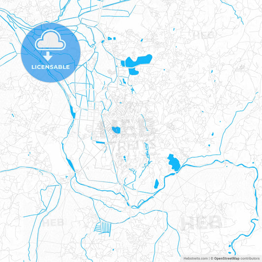 Antananarivo, Madagascar PDF vector map with water in focus