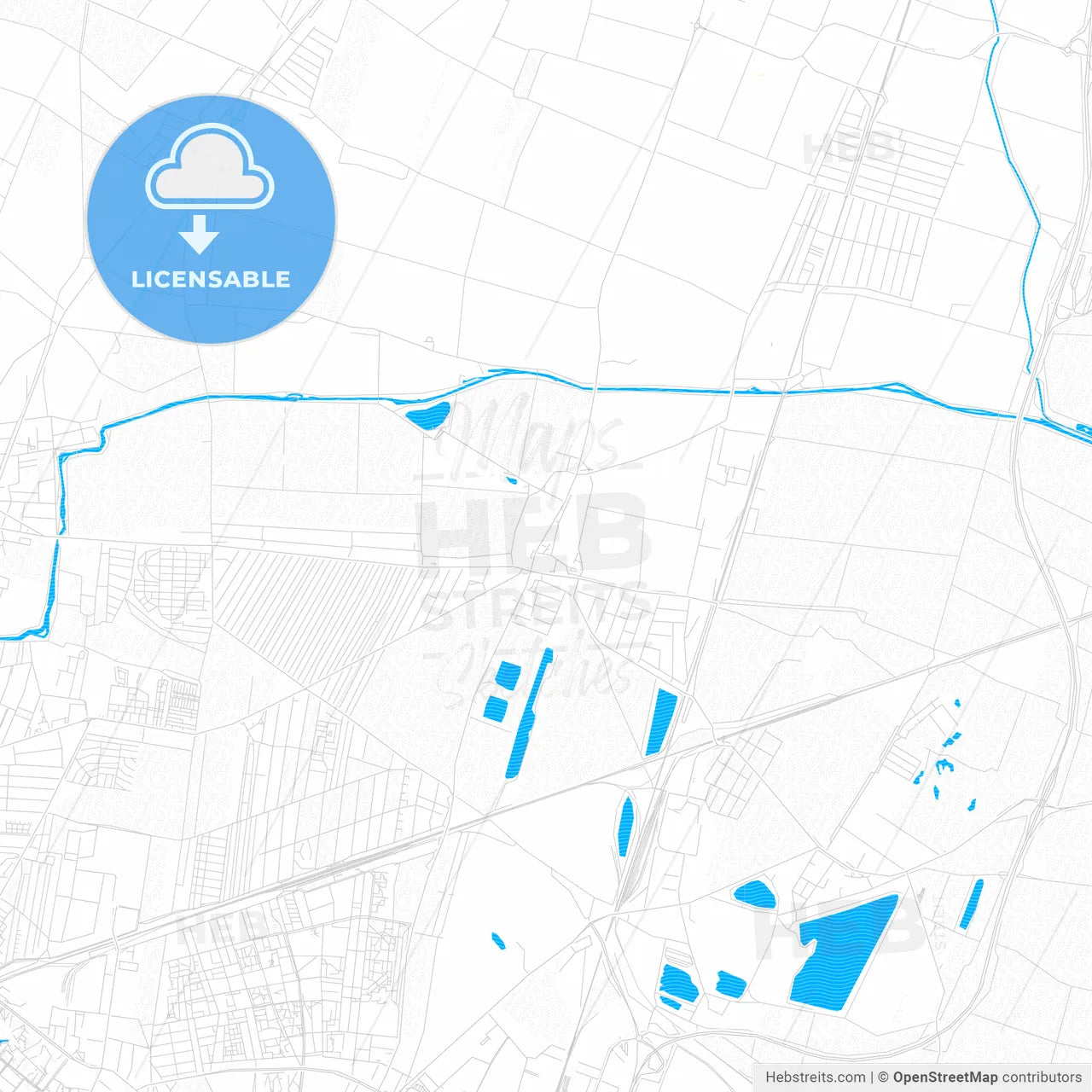 Gerasdorf bei Wien, Austria PDF vector map with water in focus