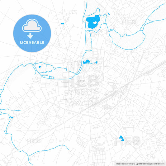 Châteauroux, France PDF vector map with water in focus