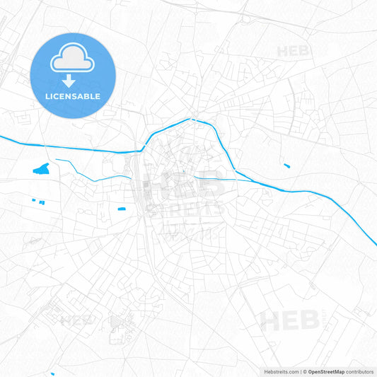 Haguenau, France PDF vector map with water in focus