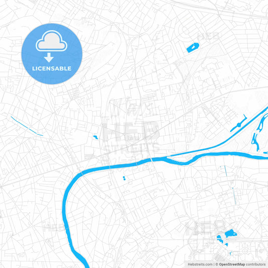 Neuilly-sur-Marne, France PDF vector map with water in focus
