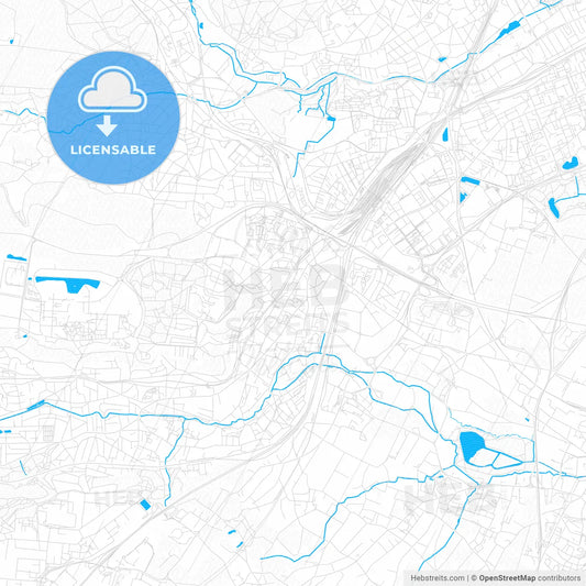 Palaiseau, France PDF vector map with water in focus