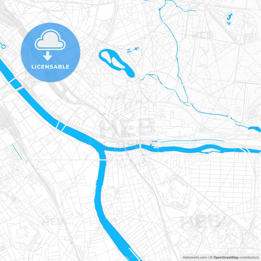 Charenton-le-Pont, France PDF vector map with water in focus