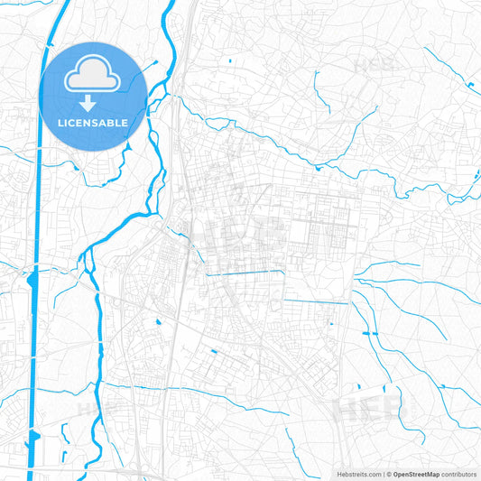 Erlangen, Germany PDF vector map with water in focus
