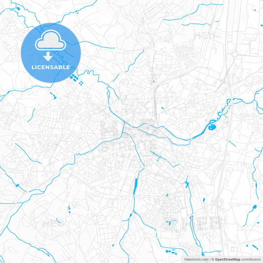 Bayreuth, Germany PDF vector map with water in focus