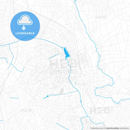 Bad Nauheim, Germany PDF vector map with water in focus