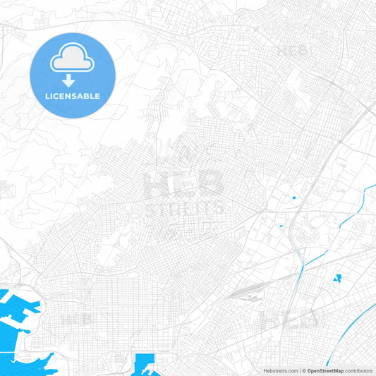 Korydallos, Greece PDF vector map with water in focus