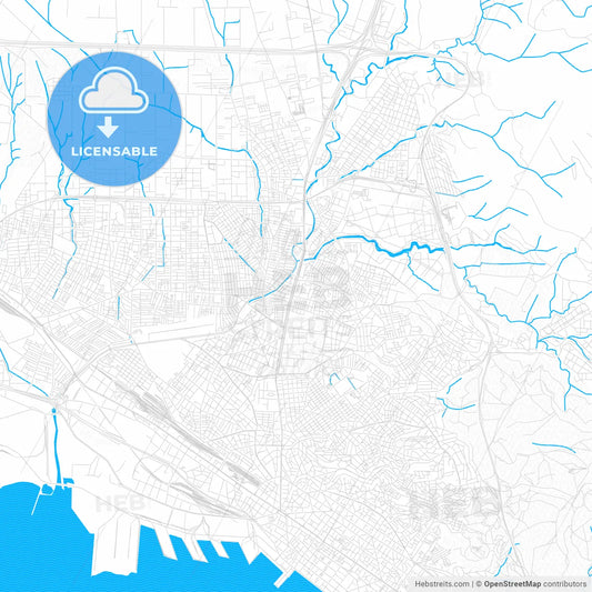 Stavroupoli, Greece PDF vector map with water in focus