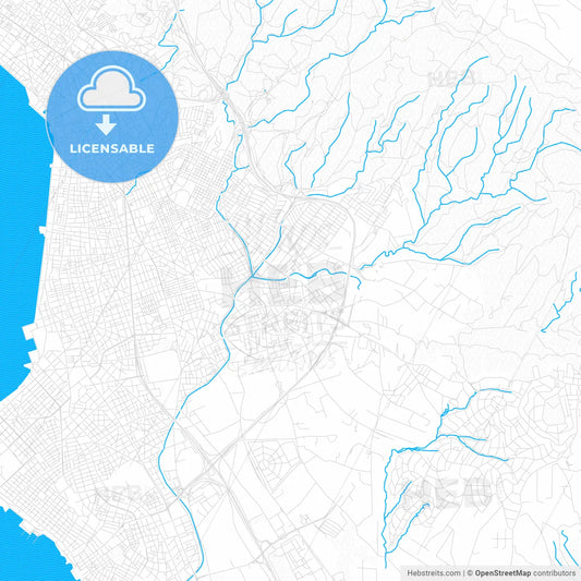 Pylaia, Greece PDF vector map with water in focus