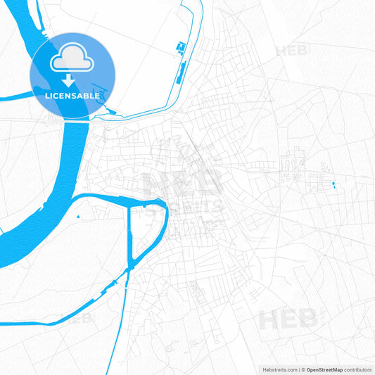 Baja, Hungary PDF vector map with water in focus