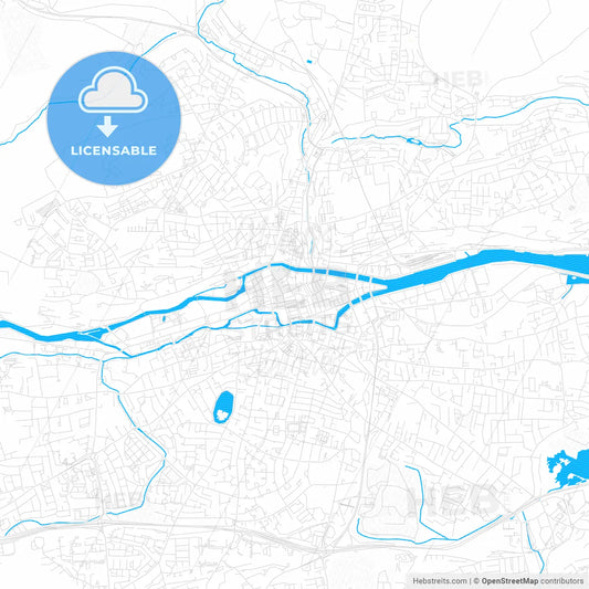 Cork, Ireland PDF vector map with water in focus