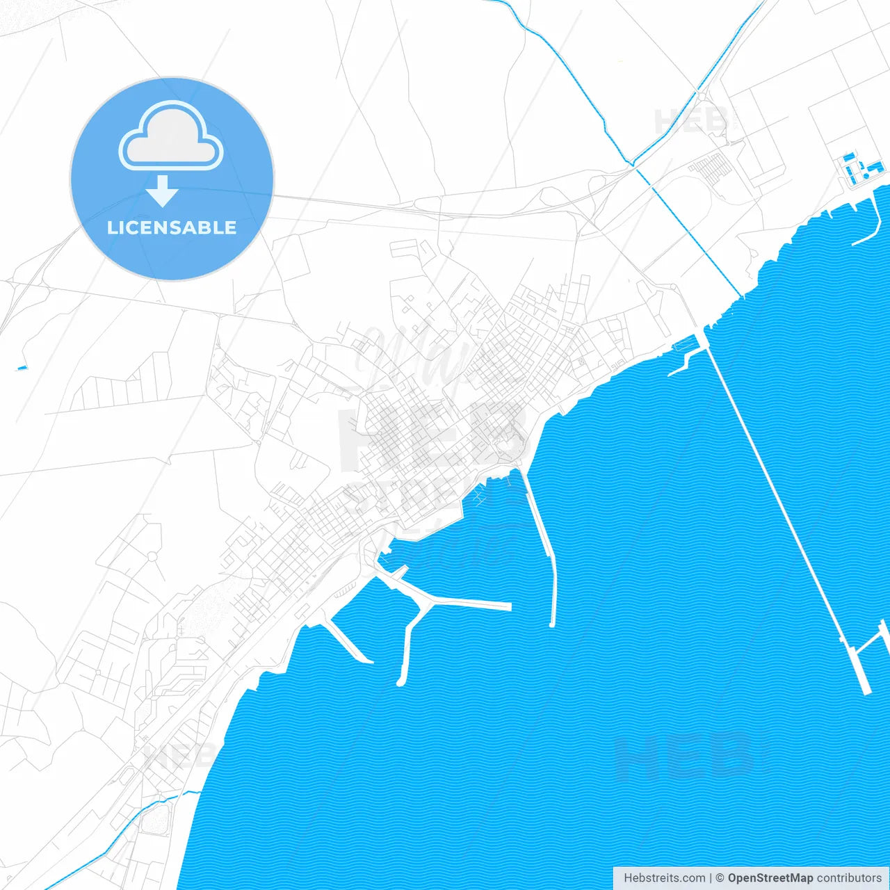 Manfredonia, Italy PDF vector map with water in focus