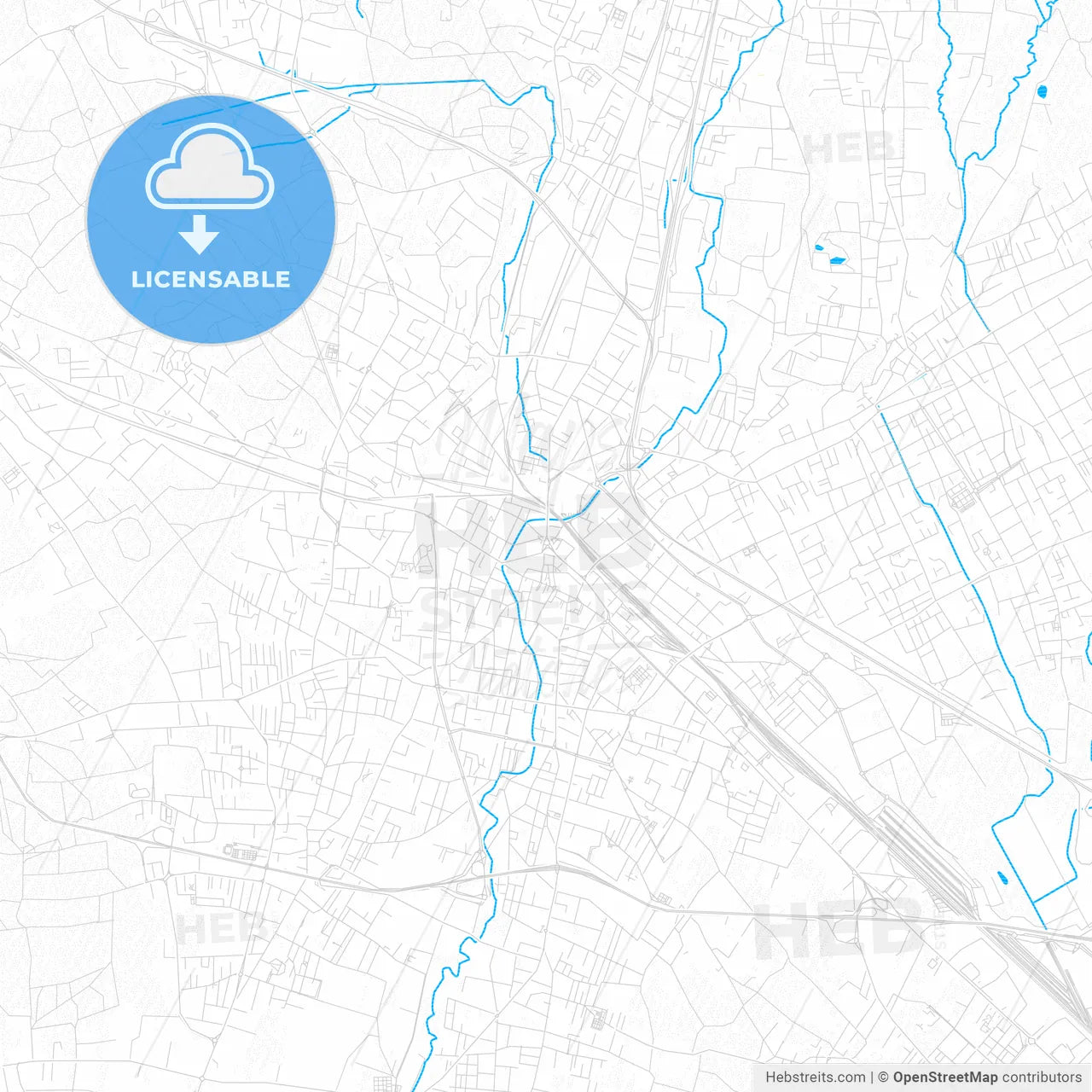 Gallarate, Italy PDF vector map with water in focus