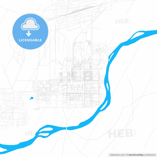 Baikonur, Kazakhstan PDF vector map with water in focus
