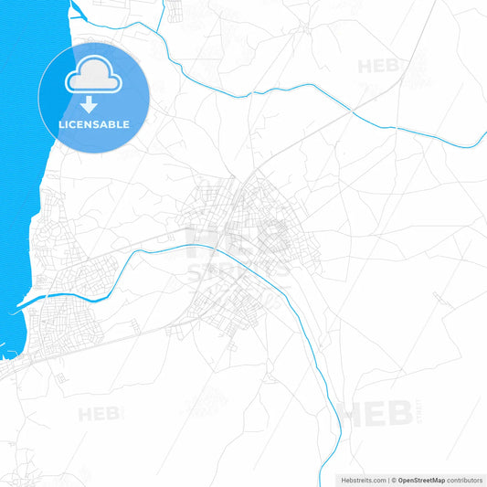 Burhaniye, Turkey PDF vector map with water in focus