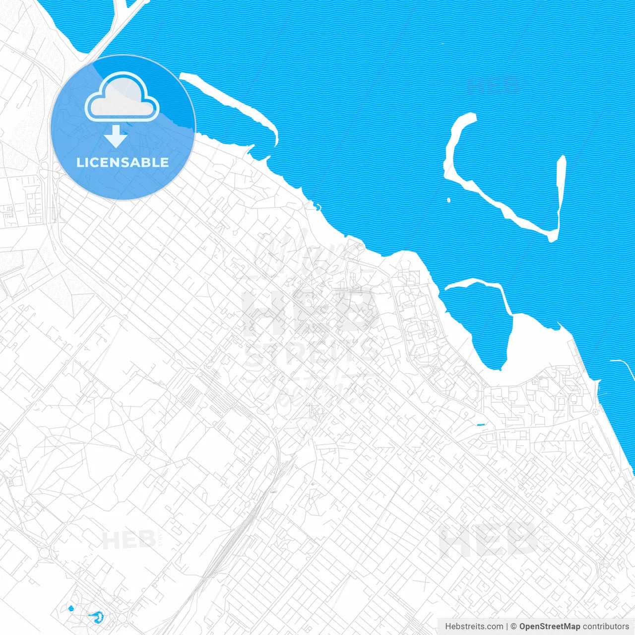 Cherkasy, Ukraine PDF vector map with water in focus