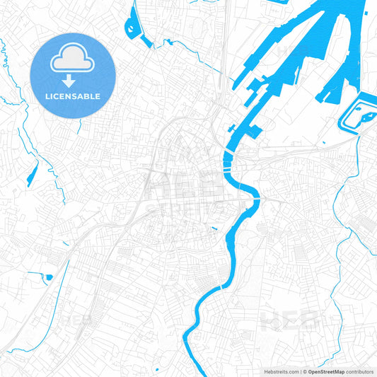 Belfast, Northern Ireland PDF vector map with water in focus